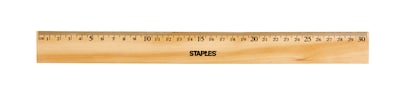 Staples 12 Wood/Brass Double Edge Ruler (51890)