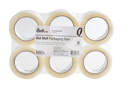 Quill Brand® Hot Melt Shipping Packaging Tape, 1.9 Mil, 2 x 110 yds., Clear, 6/Pack (F219/959CL)