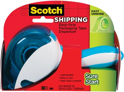 Scotch Sure Start Shipping Packing Tape with Dispenser, 1.88 x 16.7 yds., Clear (DP-1000)