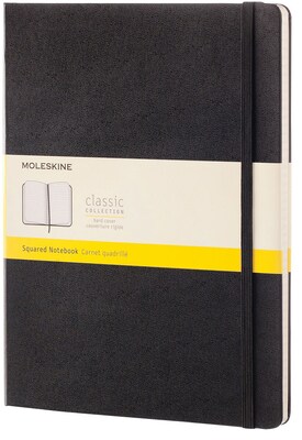 Moleskine Classic Notebook, Hard Cover, X-Large, 7.5" x 9.75", Square Ruled, Black (895292XX)