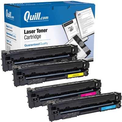 Quill Brand® Remanufactured B/C/Y/M Standard Laser Toner Cartridge Replacement for HP 201A , 4/PK (C