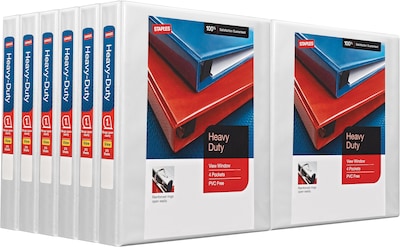 Staples® Heavy Duty 1 3 Ring View Binder with D-Rings, White, 12/Pack (24667CT)