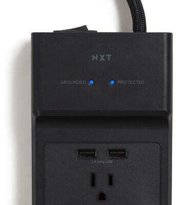 NXT Technologies™ 12-Outlet 2 USB Surge Protector, 8 Braided Cord, 3900 Joules (NX54319)