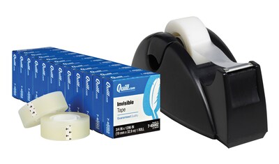 Quill Brand® Invisible Tape, 12/Pack & Quill Brand® Contour Tape Dispenser - Special Offer!