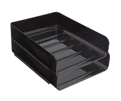 TRU RED™ Front Load Stackable Plastic Letter Tray, Black, 2/Pack (TR55331)