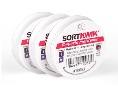 Sortkwik 0.38 oz. Fingertip Moistener, Pink, 3/Pack (LEE10053)
