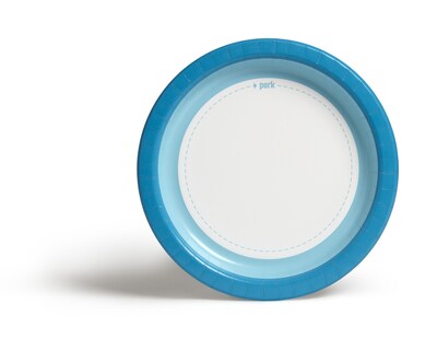 Perk™ Heavy-Weight Paper Plates, 10, Blue/White, 125/Pack (PK54330)