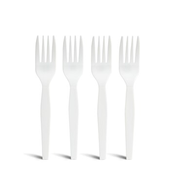 Perk™ Polystyrene Fork, Medium-Weight, White, 300/Pack (PK56401)
