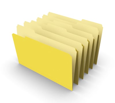 Staples File Folder, 1/3-Cut Tab, Legal Size, Yellow, 100/Box (ST224576-CC)