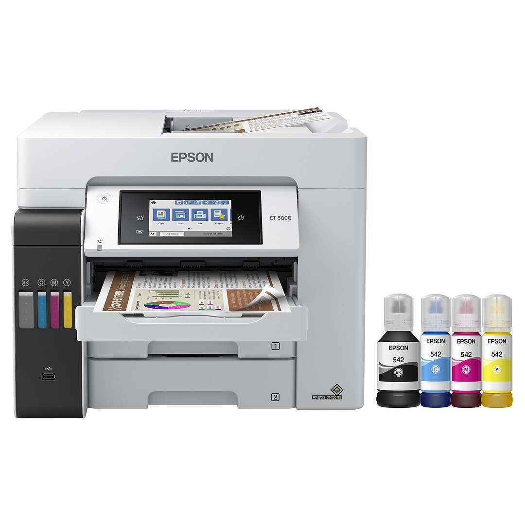 Epson EcoTank® Pro ET-5800 Wireless All-in-One Cartridge-Free SuperTank  Office Printer, prints up to | Quill.com