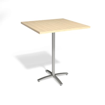 Union & Scale™ Multipurpose 36" Square Natural Maple Laminate Bistro Height Silver Base Table (54838)