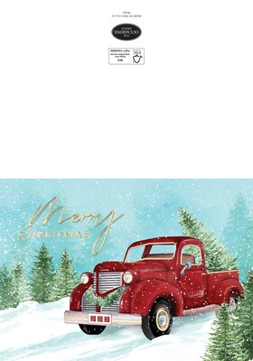 Custom Merry Christmas Vintage Red Truck With Trees Cards, with Envelopes, 7-7/8 x 5-5/8, 25 Cards