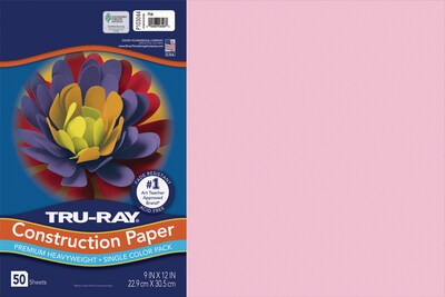 Tru-Ray 12 x 18 Construction Paper, Pink, 50 Sheets (P103044)