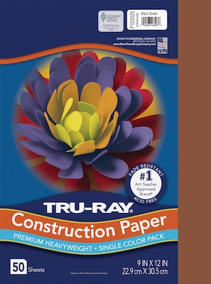Tru-Ray 9 x 12 Construction Paper, Warm Brown, 50 Sheets (P103025)
