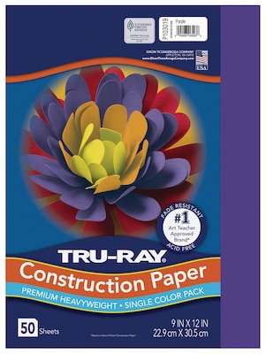 Tru-Ray 9 x 12 Construction Paper, Purple, 50 Sheets (P103019)