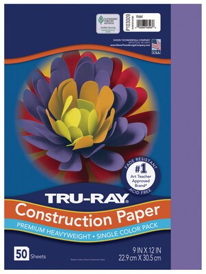 Tru-Ray 9" x 12" Construction Paper, Violet, 50 Sheets (P103009)
