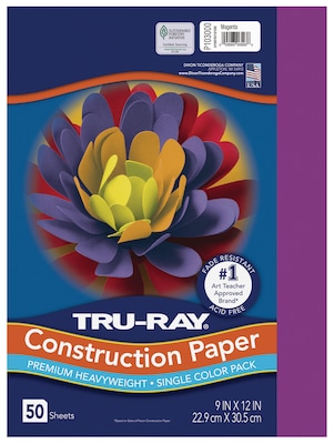 Tru-Ray 9 x 12 Construction Paper, Magenta, 50 Sheets (P103000)