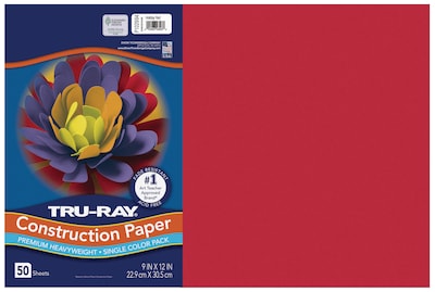 Tru-Ray 12 x 18 Construction Paper, Holiday Red, 50 Sheets (P102994)