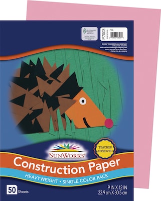 SunWorks 9 x 12 Construction Paper, Pink, 50 Sheets (P7003)