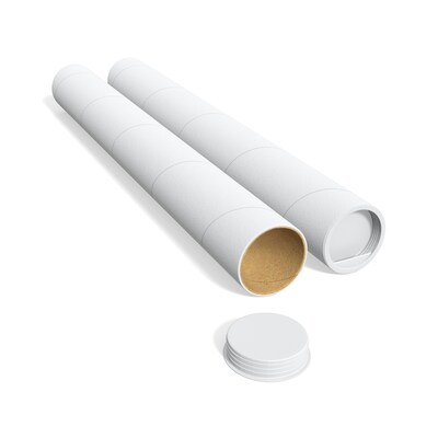 Coastwide Professional™ 3 x 24 Mailing Tube with Caps, White, 12/Box (CW55304)
