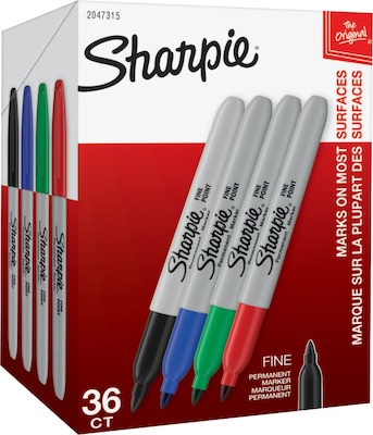 Sharpie Permanent Markers, Fine Tip, Assorted, 36/Pack (1921559)