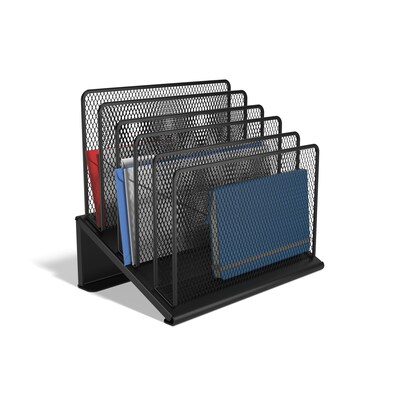 TRU RED™ 5-Compartment Metal Mesh File Organizer,  Matte Black (TR57554)