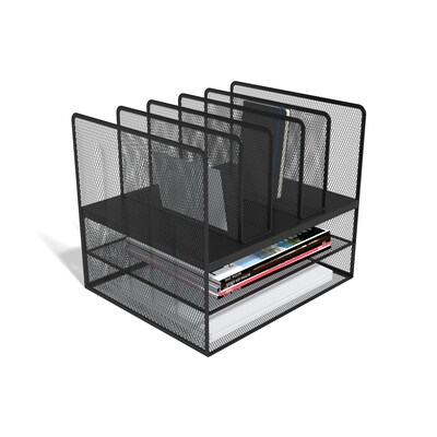 Staples 7 Compartment Wire Mesh File Organizer, Matte Black, 2/Case (TR57537CT)