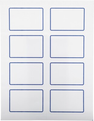 Quill Brand Self Adhesive Name Badges, 2-1/3 x 3-3/8, White/Blue, 400 Labels/Pack (Compare to Aver