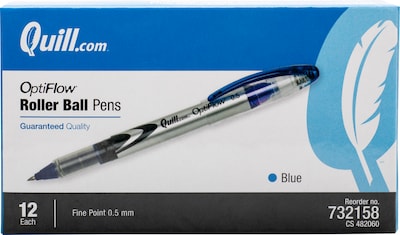 Quill Brand® Rollerball Pens, Fine Point, Blue, Dozen (32158-QL)