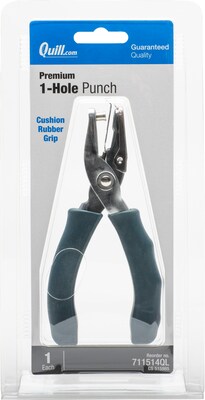 Quill Brand® 1-Hole Punch, 5 Sheet Capacity, Silver/Blue (11514-QL)