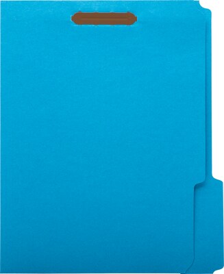 Quill Brand® Standard 3-Tab Colored File Folders, 2-Fasteners, Letter, Assorted Tabs, Blue, 50/Bx (7