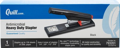 Quill Brand® Heavy-Duty Stapler, 130 Sheet Capacity Black (793201)