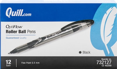 Quill Brand® Rollerball Pens, Fine Point, Black, Dozen (32127-QL