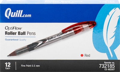 Quill Brand® Rollerball Pens, Fine Point, Red, Dozen (32185-QL)