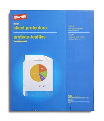 Staples Medium Weight Sheet Protectors, 8-1/2" x 11", Clear, 50/Box (10519-CC)