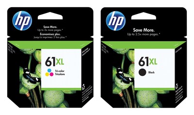 HP 61 Black/Tri-Color High Yield Ink Cartridge, 2/Pack