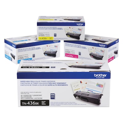 Brother TN436 Black/Cyan/Magenta/Yellow Super High Yield Toner, 4-Pack |  Quill.com