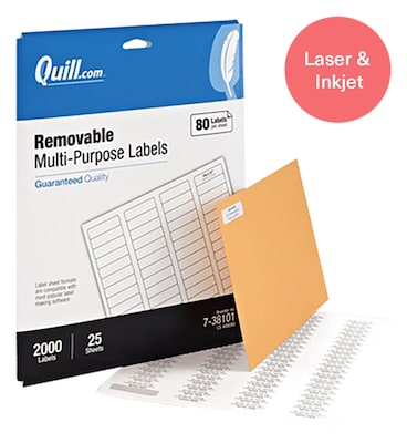 Quill Brand® Removable Laser/Inkjet Labels, 1/2 x 1-3/4, White, 2,000 Labels (Comparable to Avery