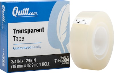 Quill Brand® Transparent Tape, Glossy Finish, 3/4 x 36 yds., Single Roll (70016043815)