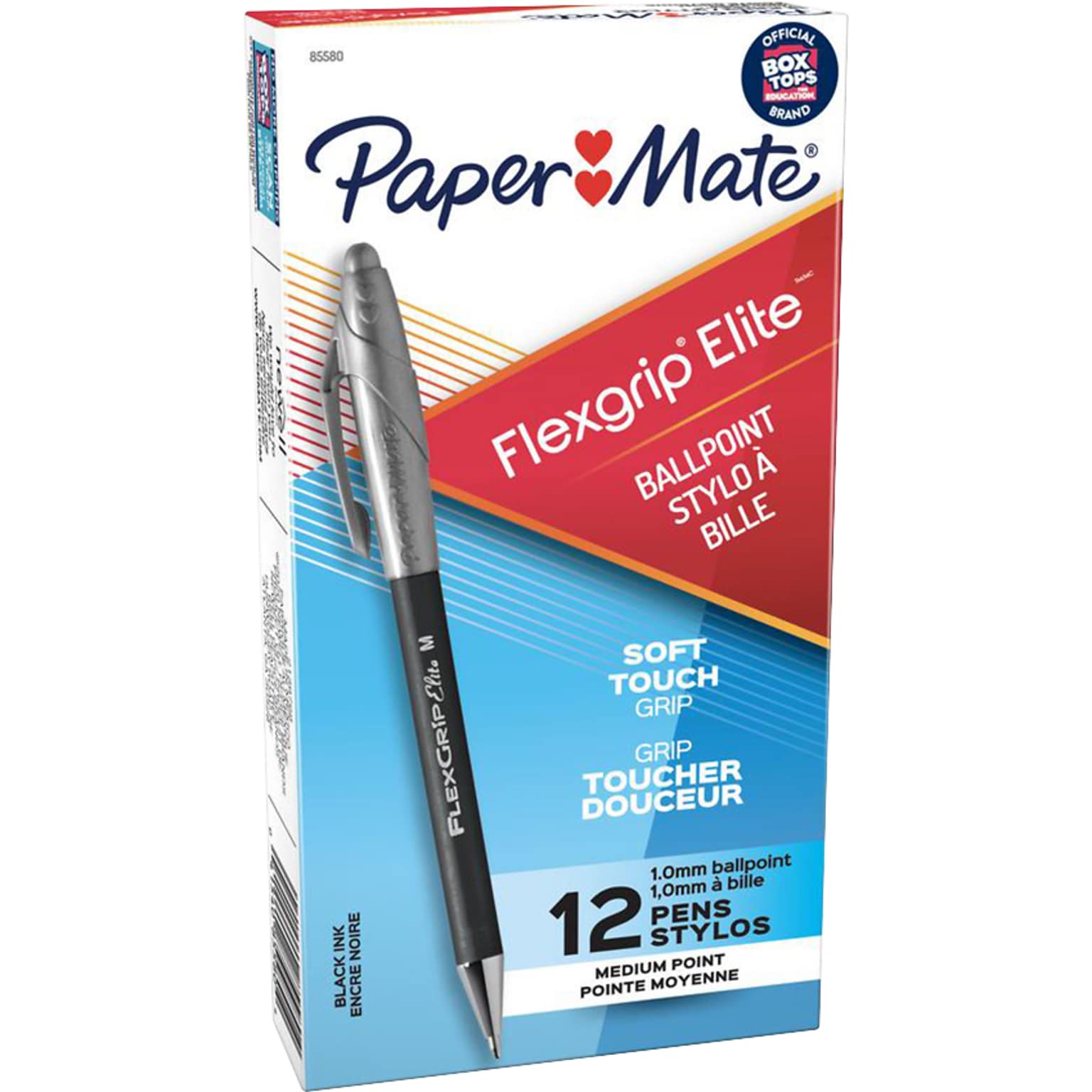 Paper Mate FlexGrip Elite Retractable Ballpoint Pen, Medium Point, Black  Ink, Dozen (85580) | Quill.com