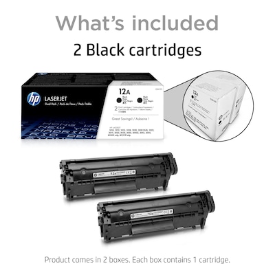 HP 12A Black Standard Yield Toner Cartridge, 2/Pack  (Q2612D)
