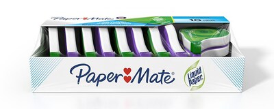 Paper Mate Liquid Paper Dryline Correction Tape, Non-Refillable, 1/6 x 472, 10/Pack (PAP6137406)