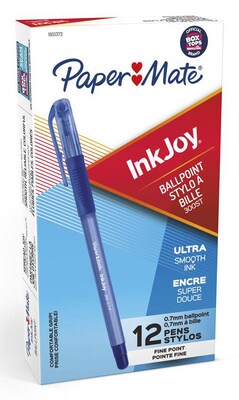 Paper Mate InkJoy 300 ST Ballpoint Pen, Fine Point, Blue Ink, Dozen (1951373)