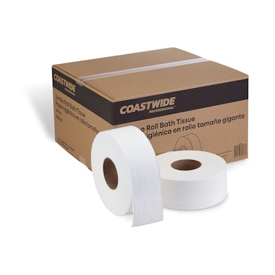 Coastwide Professional Jumbo Toilet Paper, 2-Ply, White, 1000 ft./Roll, 12  Rolls/Carton (CW26215) | Quill.com