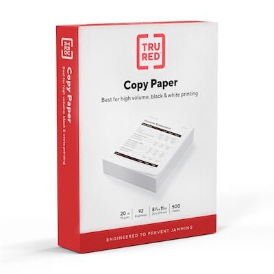 TRU RED™ 8.5" x 11" Copy Paper, 20 lbs., 92 Brightness, 500 Sheets/Ream  (TR56957) | Quill.com
