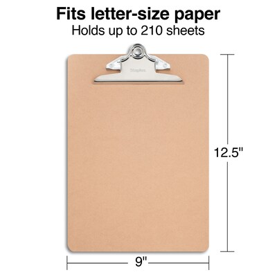 Officemate Clipboard, Hardboard, 6'' x 9'', 1'' Paper Capacity, Brown