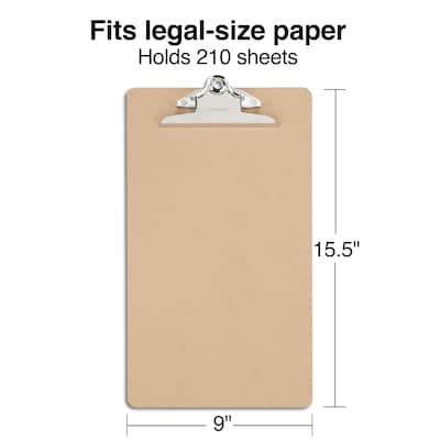 Staples Hardboard Clipboard, Legal Size, Brown (28385)