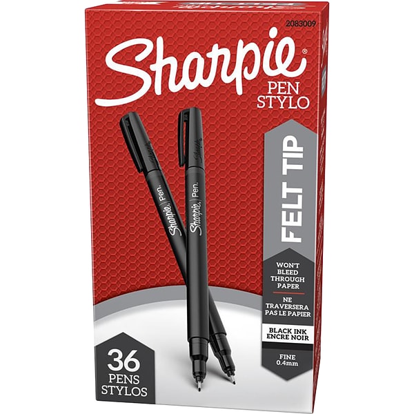  SHARPIE Felt Tip Pens, Fine Point (0.4mm), Black, 12 Count : Permanent  Markers : Office Products