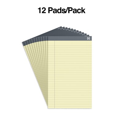 TRU RED™ Notepads, 8.5" x 14", Wide Ruled, Canary, 50 Sheets/Pad, 12 Pads/Pack (TR57371)