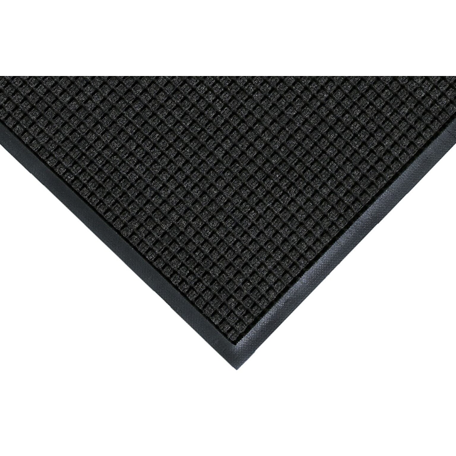 M+A Matting  WaterHog Squares Classic Mat, smooth,  3 x 10, Charcoal  (20054310170)